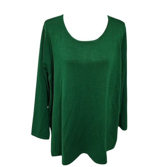 Tahari hunter Green scoop neck pleated back sweater plus size 3X new! - Picture 1 of 6